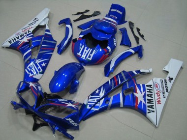 2006-2007 Yamaha YZF R6 Motorcycle Fairings - White Blue Fiat Motul Michelin Canada Websites