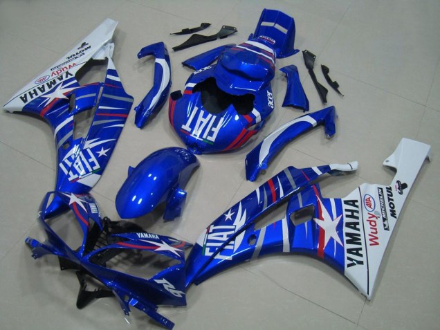 2006-2007 Yamaha YZF R6 Motorcycle Fairings - White Blue Fiat Motul Michelin Canada Websites