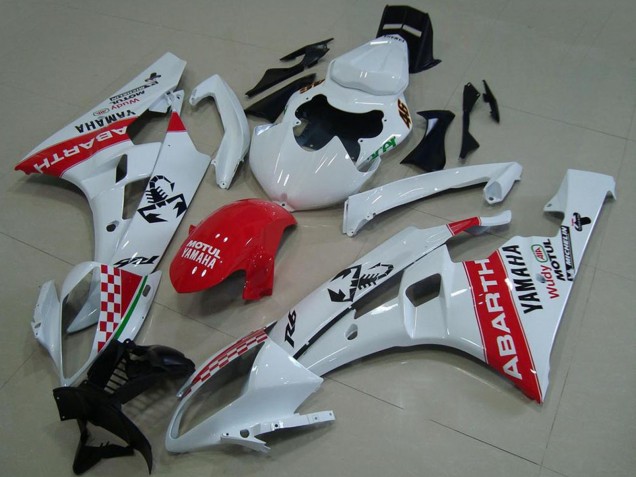 2006-2007 Yamaha YZF R6 Motorcycle Fairings - White Red Motul Michelin Abarth Canada Websites