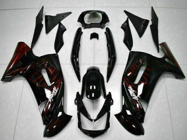 2006-2008 Kawasaki EX650 Motorcycle Fairings - Glossy Black Red Flame Canada Websites