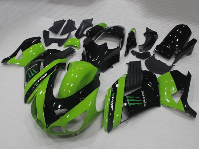 2006-2011 Kawasaki ZX14R ZZR1400 Motorcycle Fairings - Green Glossy Black Monster Canada Websites