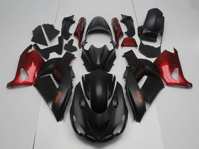 2006-2011 Kawasaki ZX14R ZZR1400 Motorcycle Fairings - Matte Black Red Ninja Canada Websites