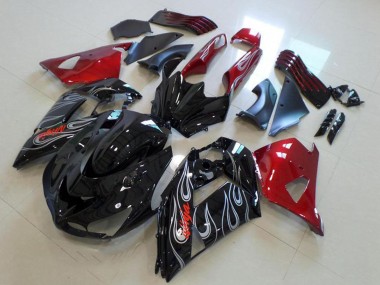 2006-2011 Kawasaki ZX14R ZZR1400 Motorcycle Fairings - Red Glossy Black Silver Flame Canada Websites