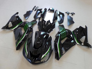 2006-2011 Kawasaki ZX14R ZZR1400 Motorcycle Fairings - Glossy Black Green Line Canada Websites