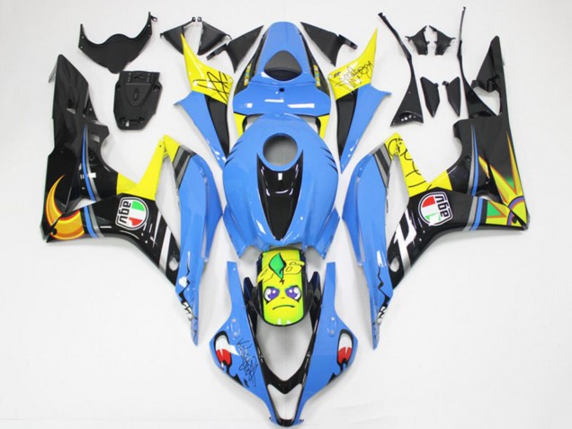 2007-2008 Honda CBR600RR Motorcycle Fairings - Light Blue Yellow Glossy Black Shark Canada Websites