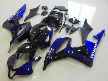 2007-2008 Honda CBR600RR Motorcycle Fairings - Glossy Black Blue Flame Canada Websites