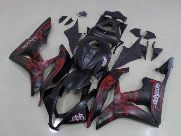 2007-2008 Honda CBR600RR Motorcycle Fairings - Matte Black Red Skull Canada Websites