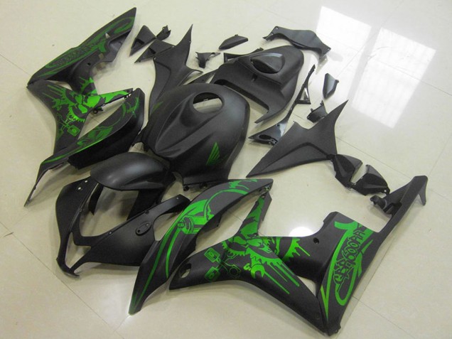 2007-2008 Honda CBR600RR Motorcycle Fairings - Green Matte Black Skull Canada Websites