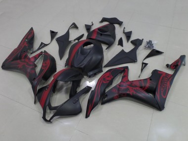 2007-2008 Honda CBR600RR Motorcycle Fairings - Matte Black Red Skull with Stripe Canada Websites
