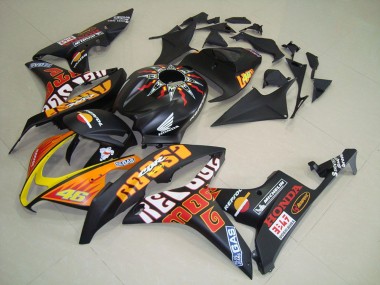 2007-2008 Honda CBR600RR Motorcycle Fairings - Matte Black Orange Yellow Rossi 46 Canada Websites