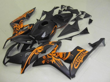 2007-2008 Honda CBR600RR Motorcycle Fairings - Matte Black Orange Skull Canada Websites