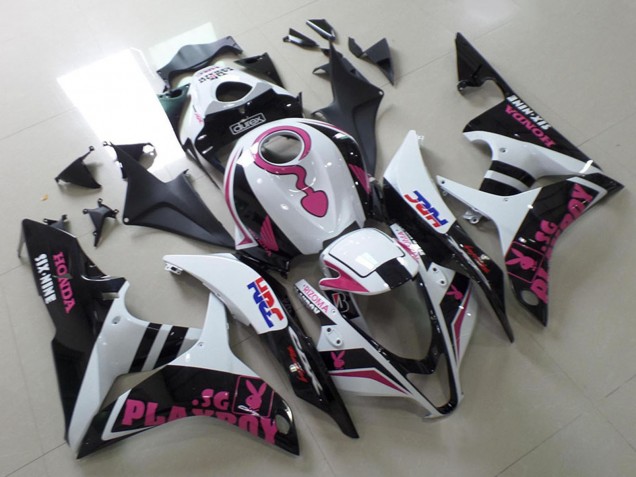 2007-2008 Honda CBR600RR Motorcycle Fairings - White Pink Matte Black HRC Playboy with Durex Canada Websites
