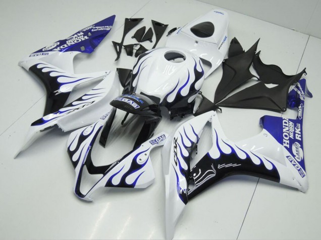 2007-2008 Honda CBR600RR Motorcycle Fairings - White Blue Glossy Black Flame Canada Websites