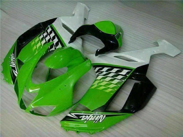2007-2008 Kawasaki ZX6R Motorcycle Fairings - Green White Ninja Canada Websites