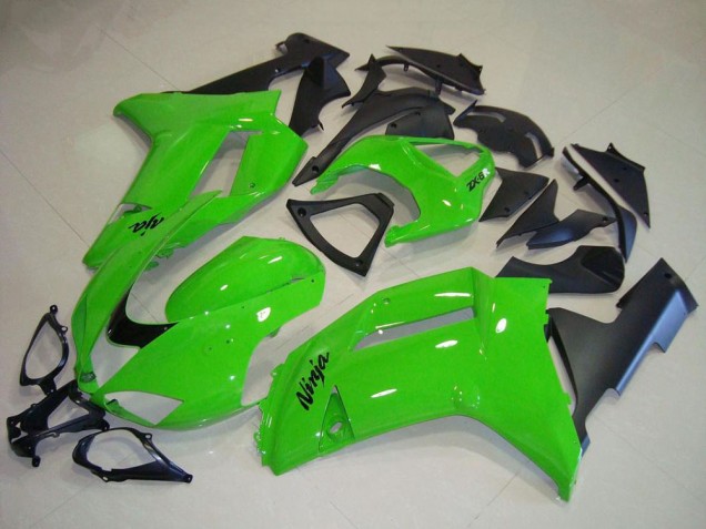 2007-2008 Kawasaki ZX6R Motorcycle Fairings - Green Matte Black Canada Websites