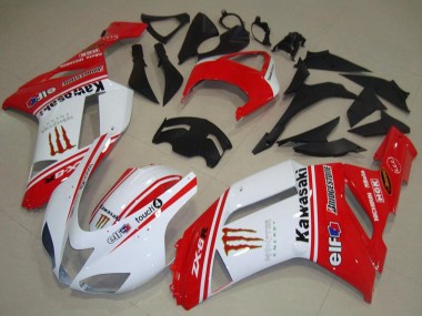 2007-2008 Kawasaki ZX6R Motorcycle Fairings - Red and White Canada Websites