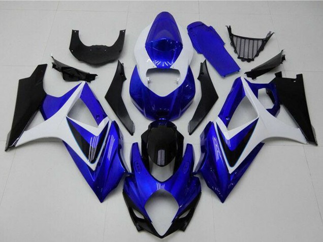 2007-2008 Suzuki GSXR 1000 Motorcycle Fairings - White Blue Black No Decal Canada Websites