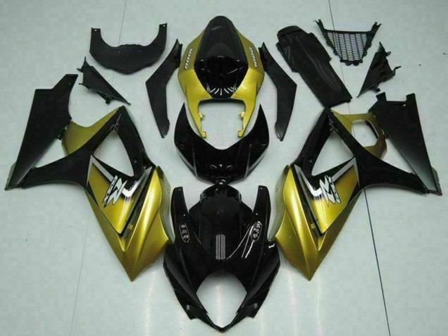 2007-2008 Suzuki GSXR 1000 Motorcycle Fairings - Gold Glossy Black Silver Decal Canada Websites