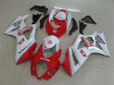 2007-2008 Suzuki GSXR 1000 Motorcycle Fairing - White Red Lucky Strike Canada Websites