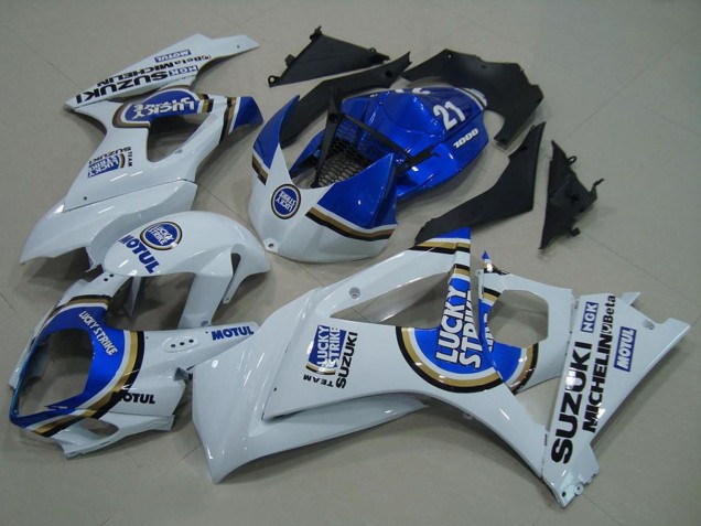 2007-2008 Suzuki GSXR 1000 Motorcycle Fairings - White Blue Lucky Strike Canada Websites