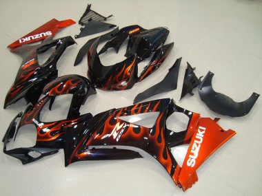2007-2008 Suzuki GSXR 1000 Motorcycle Fairings - Glossy Black Orange Flame Canada Websites