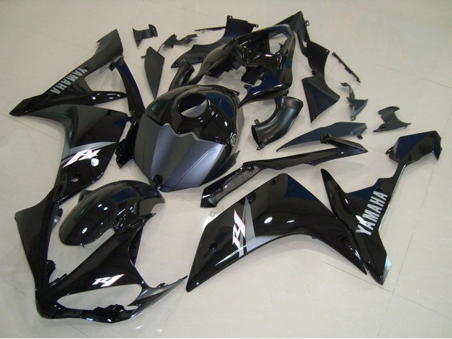 2007-2008 Yamaha YZF R1 Motorcycle Fairings - Glossy Black Matte Black White Decal Canada Websites