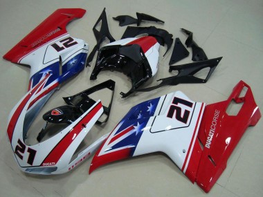 2007-2014 Ducati 1198 Motorcycle Fairings - White Red Blue Glossy Black 21 Canada Websites