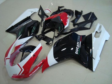 2007-2014 Ducati 1098 Motorcycle Fairings - White Red Glossy Black Corse Canada Websites