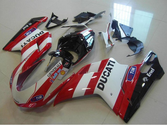 2007-2014 Ducati 848 1098 1198 Motorcycle Fairings - White Red Black Generali Tim Canada Websites