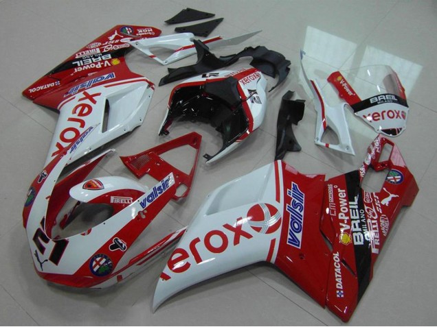 2007-2014 Ducati 848 1098 1198 Motorcycle Fairing - White Red Glossy Black Valsir Xerox OEM Style 21 Canada Websites