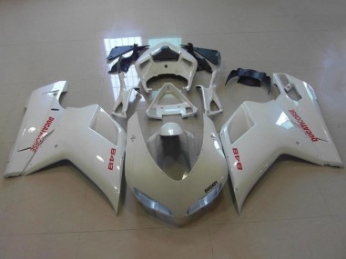 2007-2014 Ducati 848 Motorcycle Fairings - Glossy White Red Decals Canada Websites