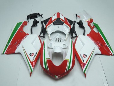 2007-2014 Ducati 1098 Motorcycle Fairings - White Red Green Stripe Canada Websites