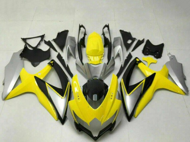 2008-2010 Suzuki GSXR 600/750 Motorcycle Fairings - Yellow Silver Glossy Black Canada Websites