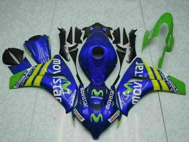 2008-2011 Honda CBR1000RR Motorcycle Fairings - Blue Yellow Green MoviStar Castrol Canada Websites