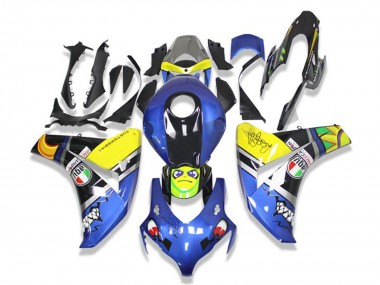 2008-2011 Honda CBR1000RR Motorcycle Fairings - Blue Yellow Glossy Black Shark Canada Websites