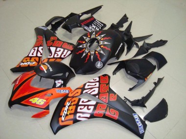 2008-2011 Honda CBR1000RR Motorcycle Fairings - Matte Black Orange Rossi Repsol 46 Canada Websites
