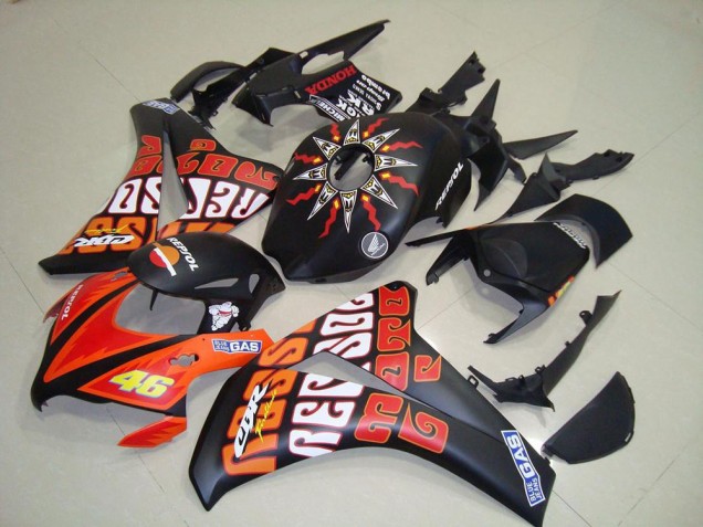 2008-2011 Honda CBR1000RR Motorcycle Fairings - Matte Black Orange Rossi Repsol 46 Canada Websites