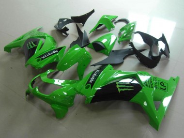 2008-2012 Kawasaki ZX250R Motorcycle Fairings - Green Glossy Black Monster Canada Websites