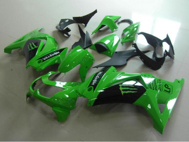 2008-2012 Kawasaki ZX250R Motorcycle Fairings - Green Glossy Black Monster Canada Websites