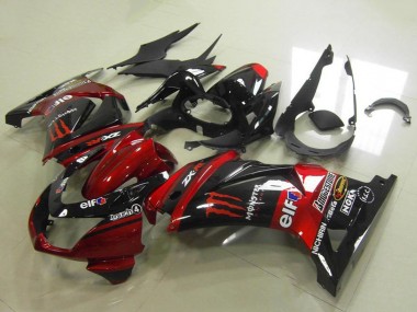 2008-2012 Kawasaki ZX250R Motorcycle Fairings - Candy Red Glossy Black Elf Touch4 Monster Canada Websites