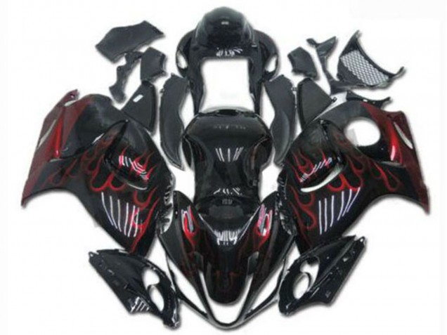 2008-2020 Suzuki GSXR 1300 Hayabusa Motorcycle Fairings - Glossy Black Red Flame Canada Websites