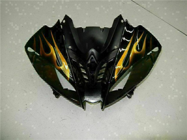 2008-2016 Yamaha YZF R6 Motorcycle Fairings - Glossy Black Gold Flame Canada Websites
