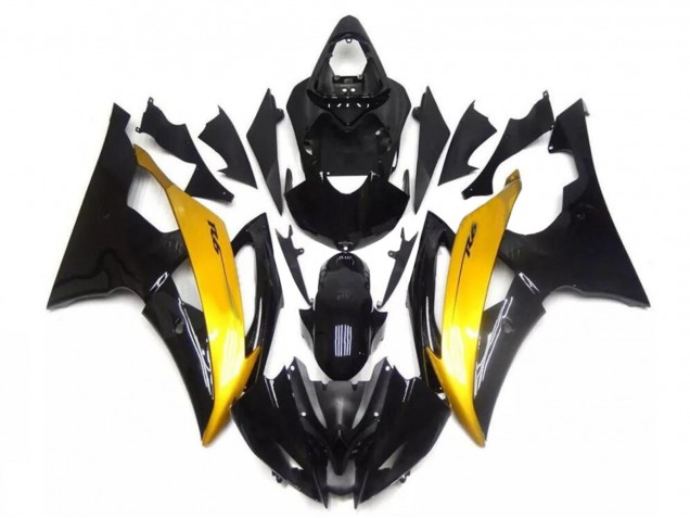 2008-2016 Yamaha YZF R6 Motorcycle Fairing - Gold Glossy Black Canada Websites