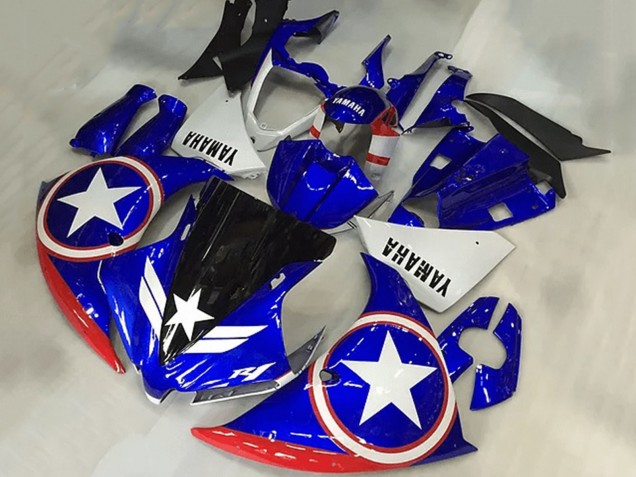 2009-2011 Yamaha YZF R1 Motorcycle Fairings - Blue White Red Black Star Captain America Canada Websites