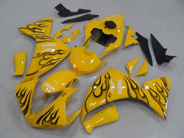 2009-2011 Yamaha YZF R1 Motorcycle Fairings - Yellow Black Flame Canada Websites