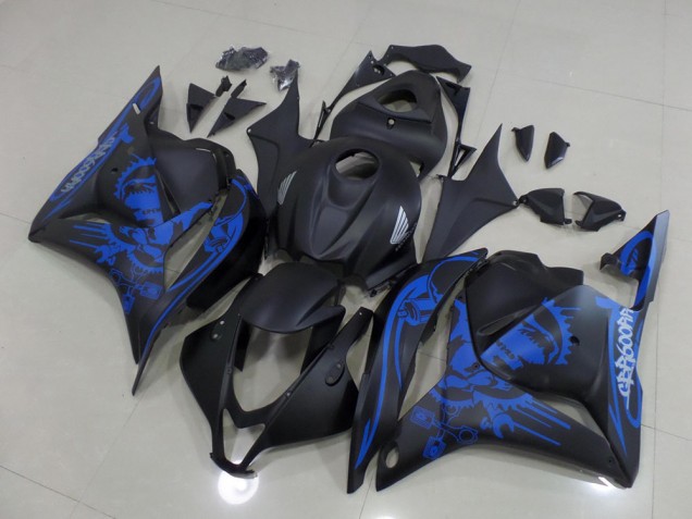 2009-2012 Honda CBR600RR Motorcycle Fairings - Matte Black Blue Skull Canada Websites