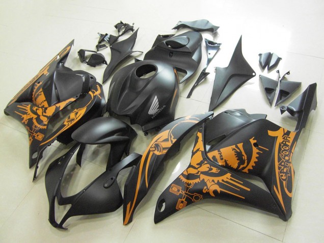 2009-2012 Honda CBR600RR Motorcycle Fairings - Matte Black Orange Skull Canada Websites