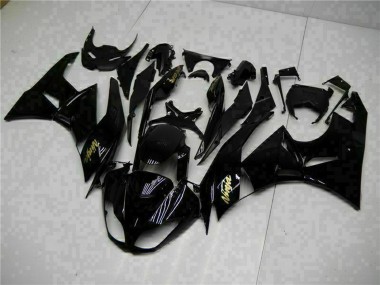 2009-2012 Kawasaki ZX6R Motorcycle Fairings - Glossy Black Gold Ninja Canada Websites