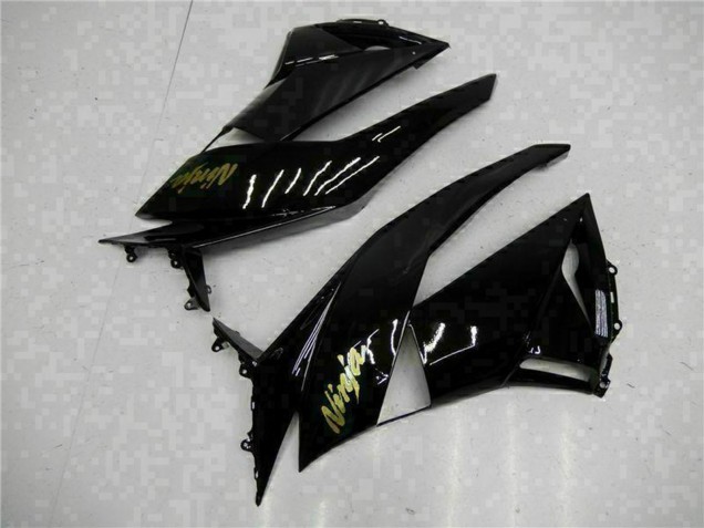 2009-2012 Kawasaki ZX6R Motorcycle Fairings - Glossy Black Gold Ninja Canada Websites
