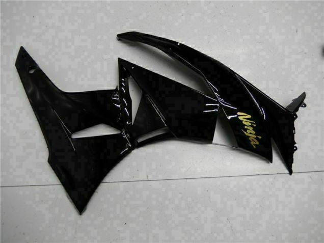 2009-2012 Kawasaki ZX6R Motorcycle Fairings - Glossy Black Gold Ninja Canada Websites